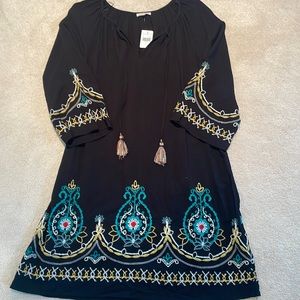 Black/ multi embroidered dress